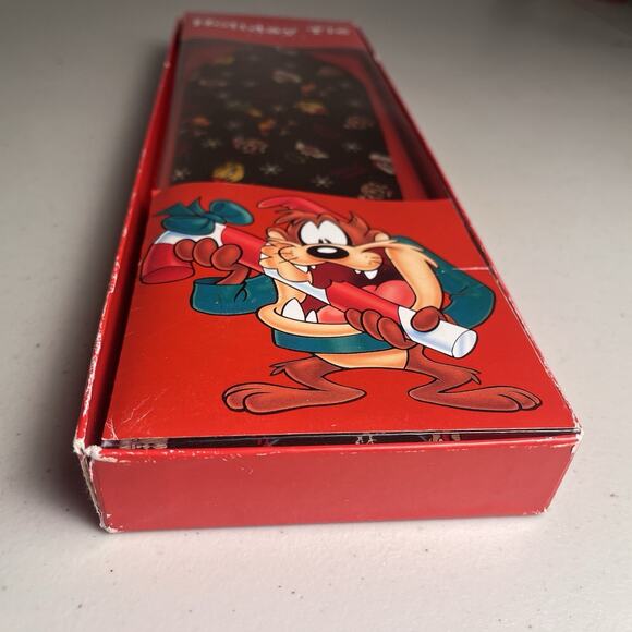 Vintage Looney Tunes Taz Christmas Tie Holiday Necktie Warner Bros Deadstock 90s - Picture 5 of 16